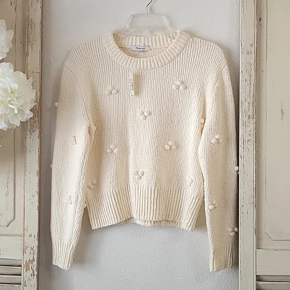 Madewell NWT, dotted bobble pullover beige sweater women's size XS - Picture 3 of 11